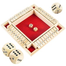 Shut The Box Game, 2-4 Player Family Wooden Board Table Math Games for Adult,...