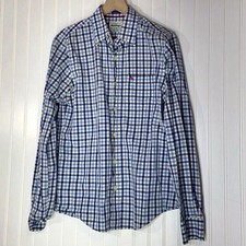 Abercrombie Fitch Blue Gingham Check Button Down Shirt Mens Medium Muscle Fit