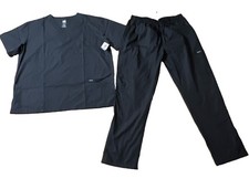 NWT Dagacci Medical Scrubs Set Unisex XL V-Neck Top Cargo Pants Black