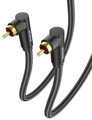''90 Degree RCA Cable Right Angle Subwoofer Cable, Digital Audio Coaxial Cable ''
