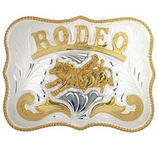 Bull Rider Rodeo German Silver Belt Buckle - Oversize