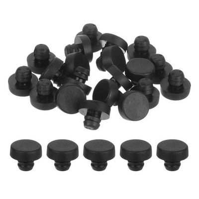 20Pcs Glass Table Top Bumpers with Stem Black Bumpers for 6.5mm/0.26'' Hole