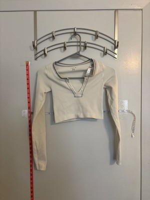 Out From Under Go For Gold Seamless Ribbed Notch Neck Long Sleeve Crop Top