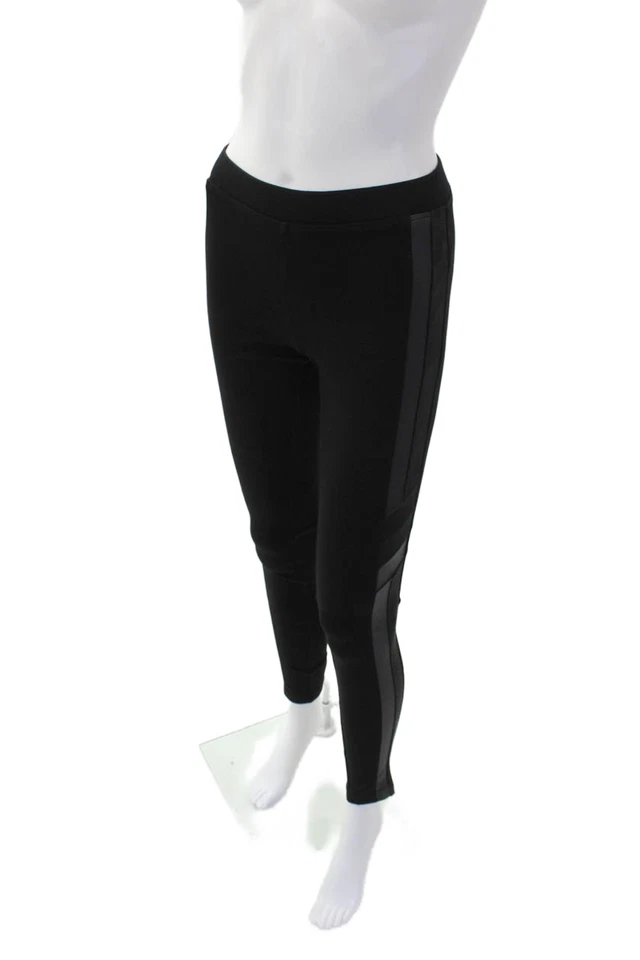 Sanctuary Womens Fux Leather Trim Elastic Waist Mid-Rise Leggings Black Size XS - Image 2 of 4