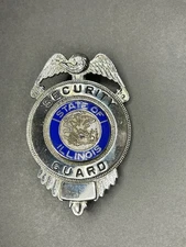 Vintage State Of Illinois Security Guard Badge Shield Eagle Perched On Top LOOK