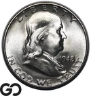 1948-D Franklin Half Dollar 50C Silver Coin, Solid Gem BU++