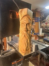 Hand Carved Wood Spirit Face Sculpture Art Figurine Handmade white birch.