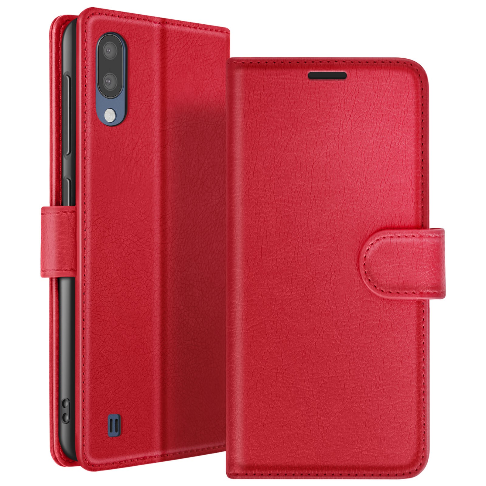 Coque portefeuille Galaxy M10 Zanaé en simili cuir rouge haute résistance