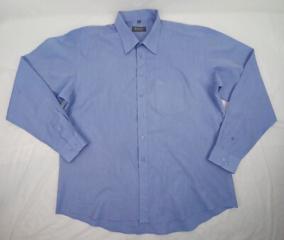 BOSS Hugo Boss Men Dress Shirt Button Down Blue Embroidered