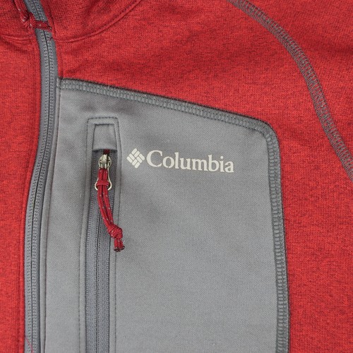 Columbia Quarter Zip Long Sleeve Pullover Sweater Mens S Red / Gray - Picture 5 of 11