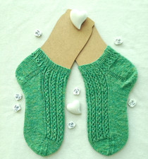 Stricksocken 2324 * Gr. 39 / 40 * Damen * Frauen * Sneaker * hellgrün Handarbeit