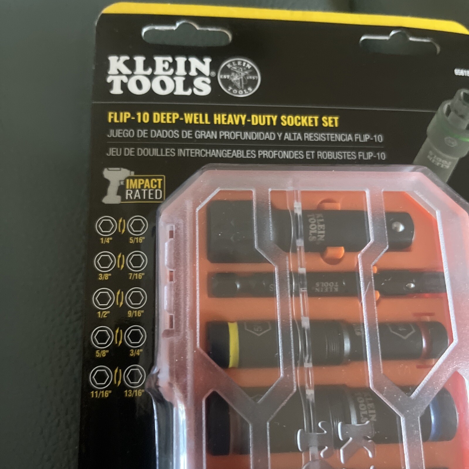 Klein Tools 65618 KNECT Flip-10 Heavy Duty Impact Socket Set SAE 8-Piece