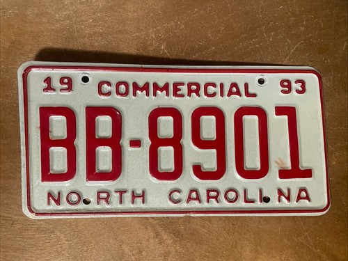 1993 North Carolina License Plate Commercial # BB-8901 - Foto 1 di 2