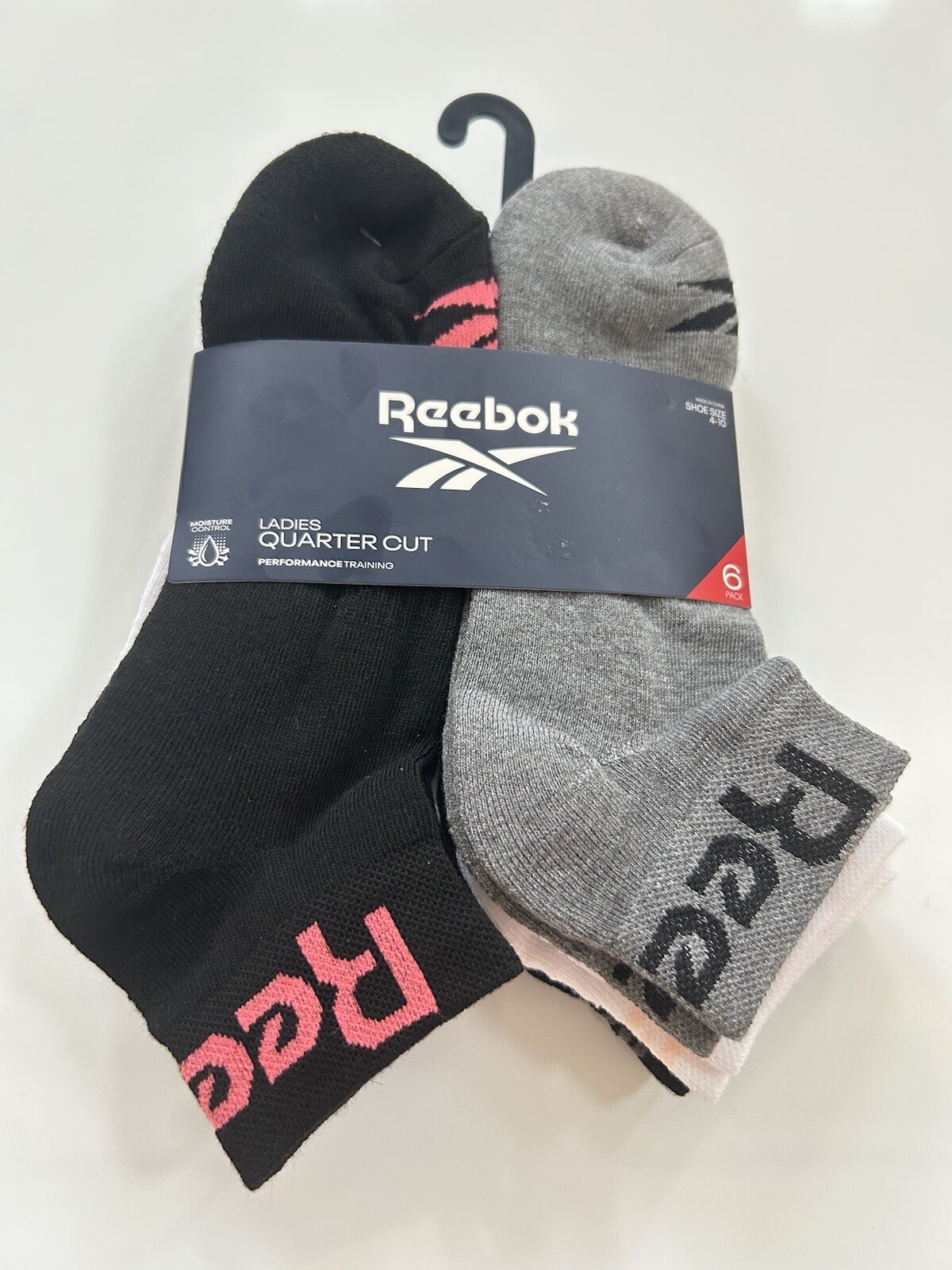 Reebok Women Quarter Cut Socks Ladies Performance Training 6 Pair Shoe