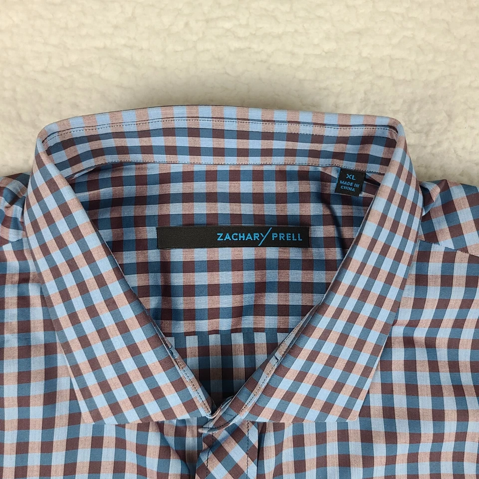 Camisa Zachary Prell Para Hombres XL Multicolor Cuadros Guinga Vestido Abotonado EC Foto 4 de 4