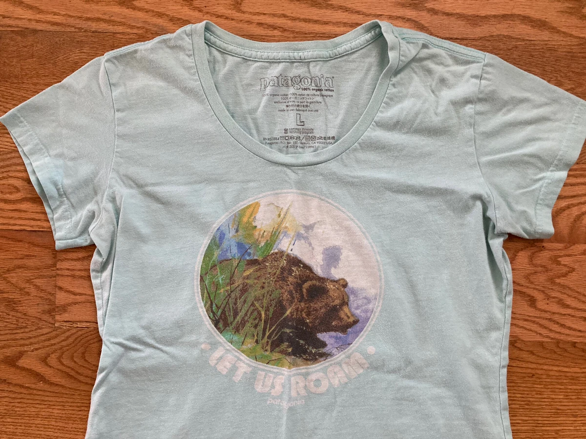 Patagonia Womens Organic Cotton Tee T Shirt Let Us Roam Grizzly