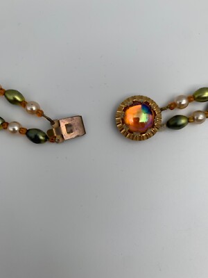 Collier Vintage Fantaisie 2 Rangs Perles En Verre Violet Et Résine - Poids 80g, Occasion, Sans Marque