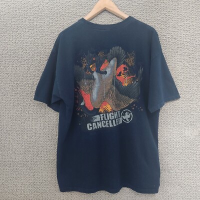FLIGHT CANCELED Men's Navy Blue Short Sleeve Graphic T Shirt Size XL 
