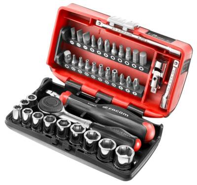 Facom R.360NANO 1/4'' Antrieb kompaktes Steckschlüssel- & Bitset mit Drehgriff Ratsche