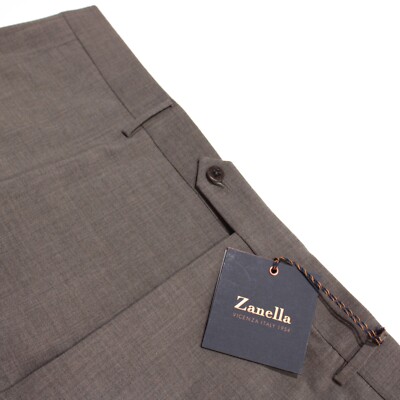 Zanella NWT Dress Pants Size 42 US Noah In Brown Melange Wool Blend