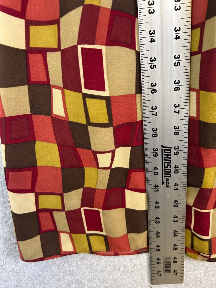 Ashley Stewart Maxi Dress Women's 18 Red Geometric V-Neck Wrap Retro 70's VTG - Image 4 of 4