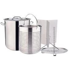Commercial 32-100QT Stainless Steel Stock Pot Turkey Fryer Crab Boiling Pot