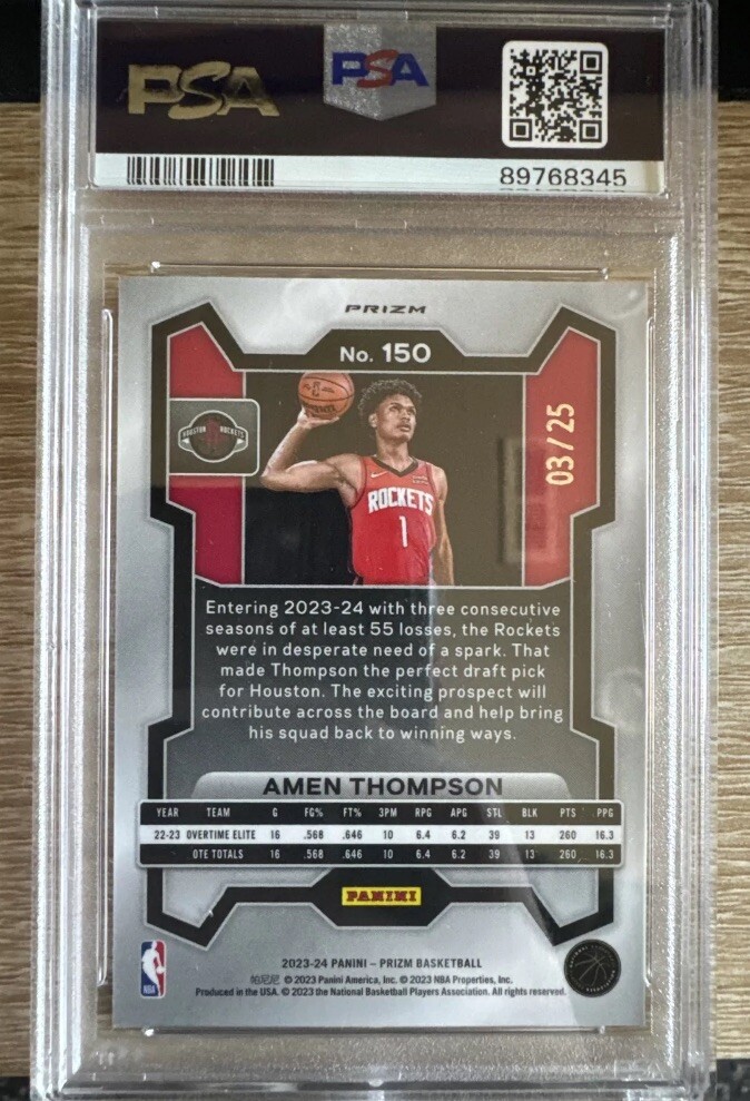AMEN THOMPSON 2023-24 Panini Court Kings Ruby Parallel RC Auto SP 37/99