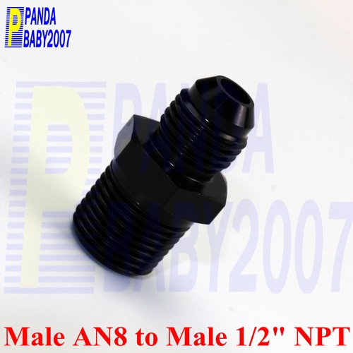 Straight Male AN8 -8 8AN to 1/2" 1/2in 1-2 NPT OIL FITTING FUEL HOSE ADAPTER BK - Picture 3 of 9
