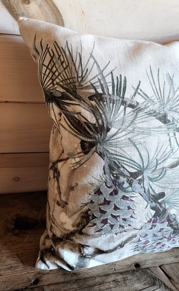 Pottery Barn Chickadee Pine Pillow Cover Only Glitter 20" Square Holiday Country - Image 2 of 4