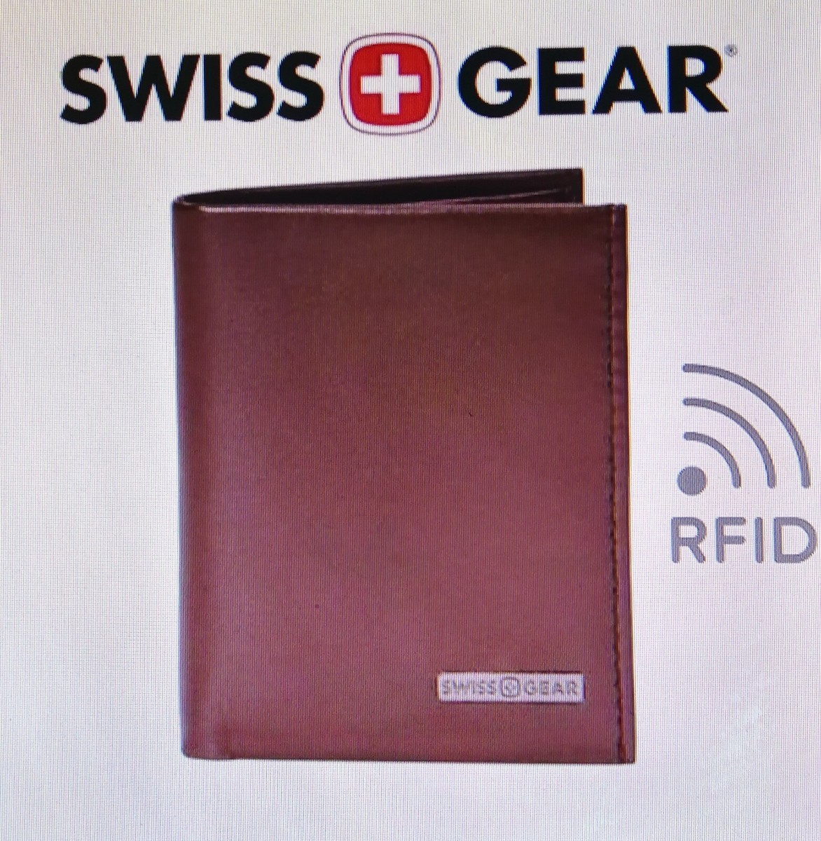 Men's Brown Leather Swiss Gear Wallet w/ RFID Protection-Bifold