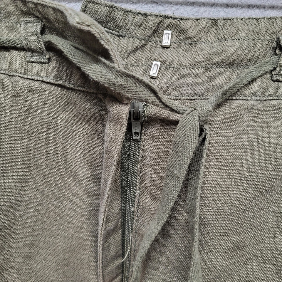 Pantalones Charter Club Mujer 6 Oliva Lino Capri Carga Botón Corbata 23" Entrepierna Foto 4 de 4