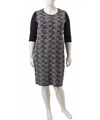 Orig. $78 Connected Plus-size Knit Jumper Dress Black/ White/ Gray Size 1X  New | eBay