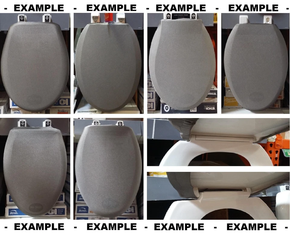 Cubierta de tapa de tela brillante para modelos de asiento de inodoro redonda y alargada hecha a mano en EE. UU. Foto 4 de 4