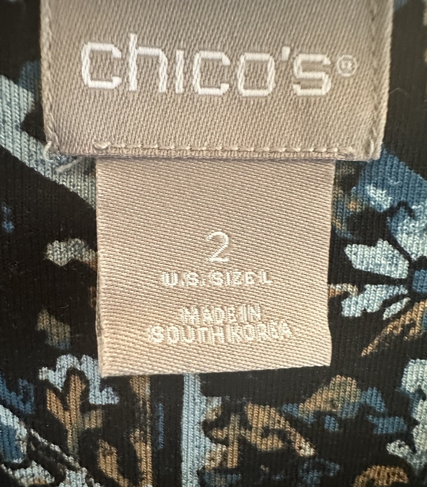 Chico's Black Multicolor Patterned Round Neck Lon… - image 4