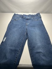 Spanx Distressed Skinny Jeans Raw Edges Medium Wash 28x27