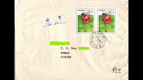 CHINA 1994 COVER SENT TO JORDAN 19th International Entomology Congress 6 STAMPS - Video 1 of 1