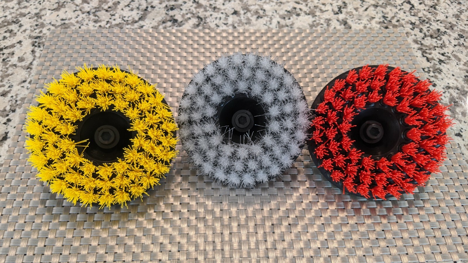 List price 3x Scrub Brush Upholstery Car Seat Carpet Mat 5" Round w Power Drill Attachment