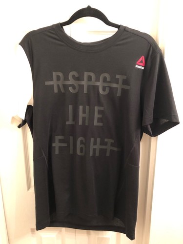 UFC Reebok Respect The Fight Black Shirt Mens Size Large EUC
