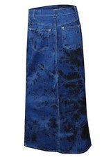 Plus Size Blue Tile Print Tiered Maxi Skirt