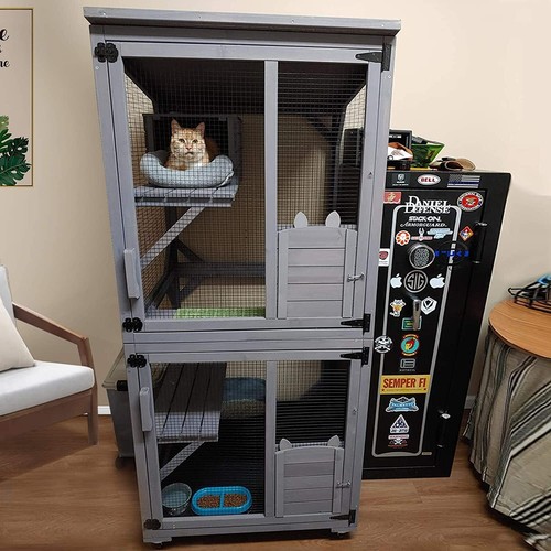 Flylline Wooden 180cm Cat Condo House Kitten Ferret Enclosure Cage - Picture 4 of 4