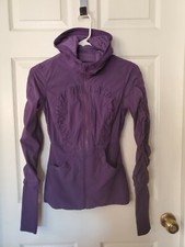 Lululemon Womens Jacket Reversible Purple Cozy full zipper hooded fitted Sz 6