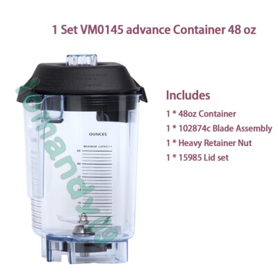 Rührgefäß 48 Oz Mixbehälter, Kompatibel Mit Vitamix Quiet One Modellen VM0145, VM0149, VM0122, VM0127