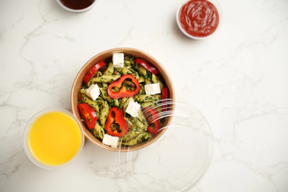 Salatbox Einweg Kraft Salatschalen mit Deckel Rund Kartonschale Einwegschalen - Bild 4 von 4