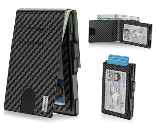 Carbon Fiber Men's Wallet with Pop-Up ID Case & Card Slots  -image