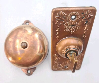 Antique Vintage Old Eastlake Victorian Twist Doorbell Turn Door