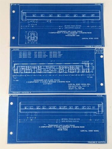 Pennsylvania PRR ACF Passenger Car Class PS442 Diagrams 1951