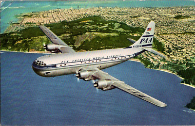 Postcard Pan American World Airways Double-Decked ''Strato'' Clipper Postmarked