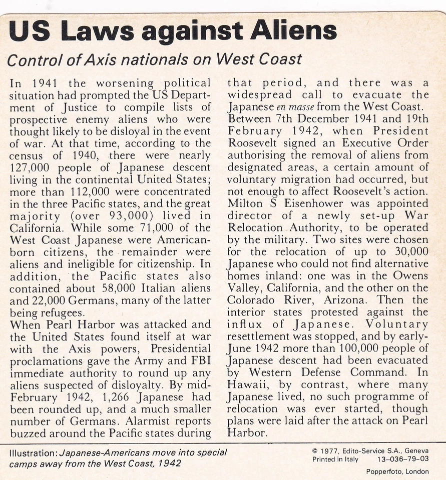 US LAWS AGAINST ALIENS -1941-1942- CONTROL OF AXIS NATIONALS ON WEST COAST WWII - Image 2 of 2
