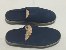 K456 OSON PORTUGAL Minimalist Leather Slippers Navy Blue Womens Shoe Size 7