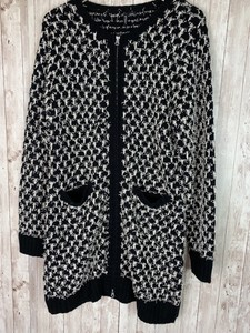 black and white shaggy cardigan